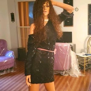 Gorgeous Black Glitter mini Dress Club/Dance 9/10